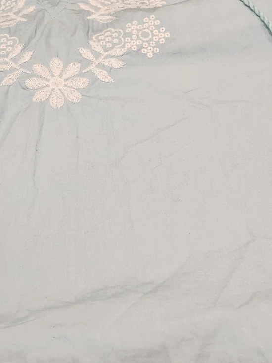 Wonderly Mint Boho Peasant Top - White Floral Embroidery & Tassels Large - Picture 11 of 16